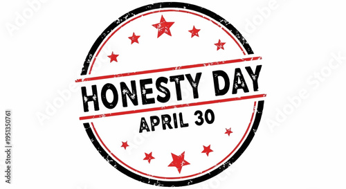 Honesty day logo with red stars and text on white background symbolizing truth and integrity on april 30