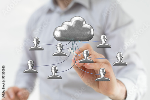 Man touching cloud computin...