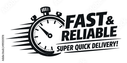 Stop watch icon portraying fast and reliable service with super quick delivery, illustrating speed, efficiency, and accurate timing