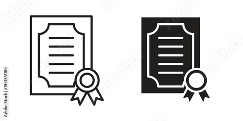License icon set. outlined and solid flat clipart versions.