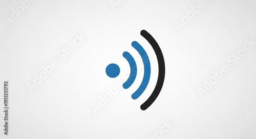 Wi fi signal icon with blue and black curved lines on white background symbolizing internet connectivity and wireless communication