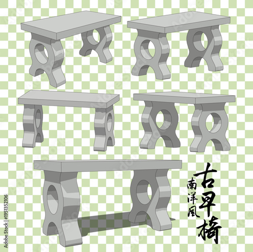 Singapore's old-school stone bench: Weathered yet sturdy, it exudes timeless charm, offering respite and a glimpse into the city's rich heritage. Translation: Nanyang style old-school bench.