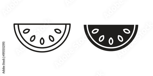 Melon icon set. outlined and solid flat clipart versions.