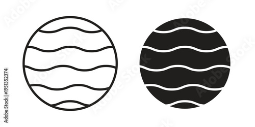 Mercury icon set. outlined and solid flat clipart versions.