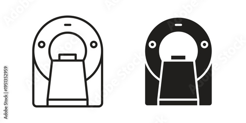 MRI and CT Scanner icon set. outlined and solid flat clipart versions.