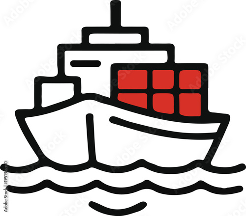 Cargo Ship Vector Icon