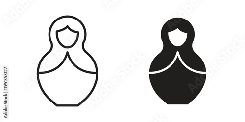 Nesting dolls icon set. outlined and solid flat clipart versions.