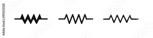 Electronic Resistor Icon Set - Electrical Component Symbol in Solid, Outline, and Hand-Drawn Styles