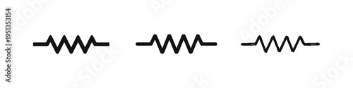 Resistor electrical circuit component icon set. Electrical resistance symbol vector illustration.