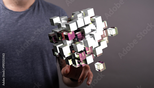 An abstract, futuristic 3D ...