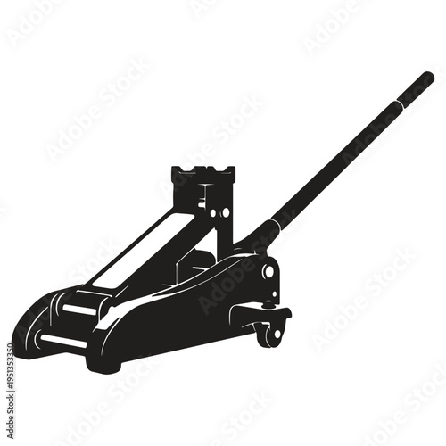 Car jack lifting vehicle heavy equipment tool isolated on transparent background for automotive repair and maintenance purposes