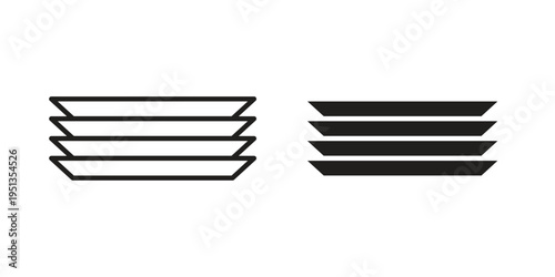 Plates icon set. outlined and solid flat clipart versions.
