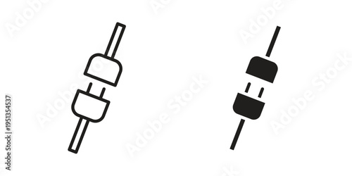 Plug connection icon set. outlined and solid flat clipart versions.