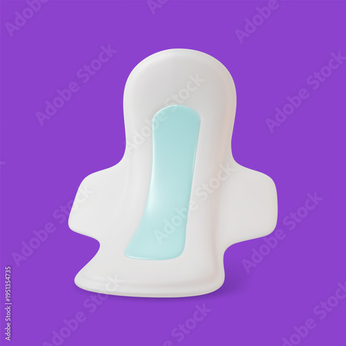 3d Color Hygiene Pads Female Intimate Hygiene Sanitary Item Concept Cartoon Design Style. Vector illustration of Menstrual Pad