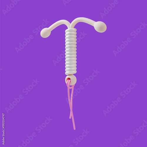 3d Color Contraceptive Spiral Female Health Concept Cartoon Design Style. Vector illustration of Contraceptive Device for Birth Control