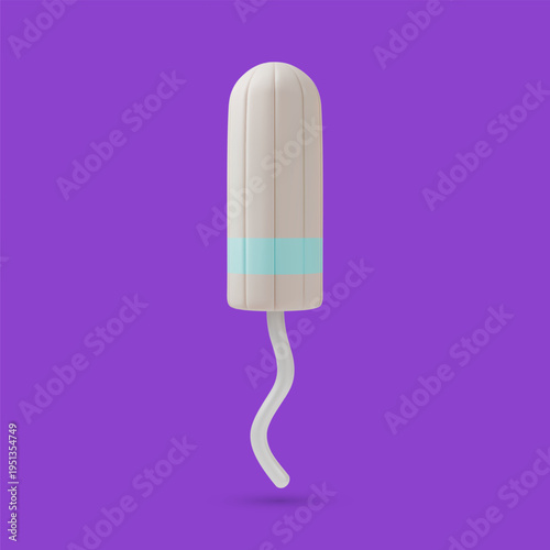 3d Color Woman Cotton Tampon Female Intimate Hygiene Sanitary Item Concept Cartoon Design Style. Vector illustration