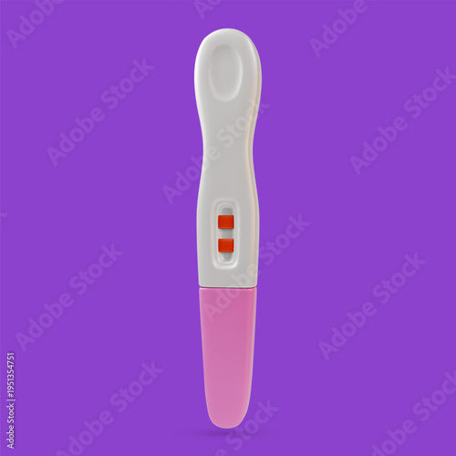 3d Color Pregnancy Test with Positive Result Concept Cartoon Design Style. Vector illustration of Planning a Baby