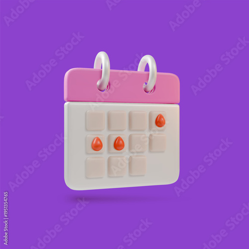 3d Color Menstrual Cycle Female Health Calendar Concept Cartoon Design Style. Vector illustration of Female Menstruation Period Tracking