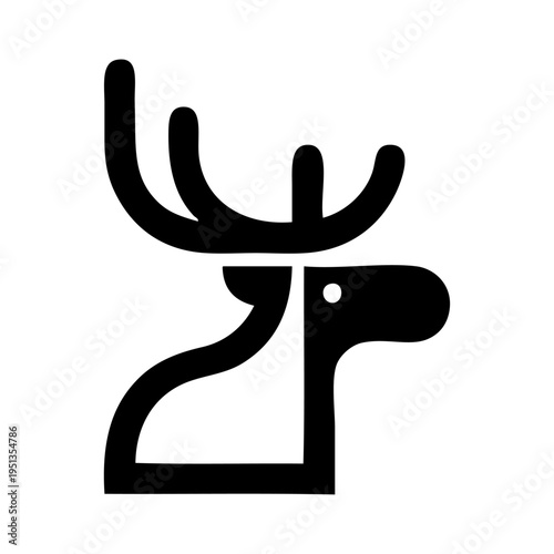 Logotipo fauna del bosque. Dibujo sencillo con líneas de la cabeza de un caribú