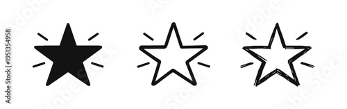 Shining star icon with sparkles, concept of rating, quality, success, and favorite.