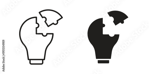 Problem solving icon set. outlined and solid flat clipart versions.