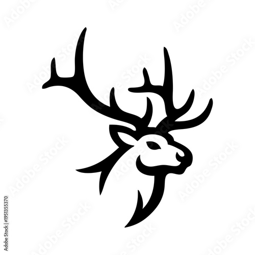 Logotipo fauna del bosque. Dibujo sencillo con líneas de la cabeza de un caribú