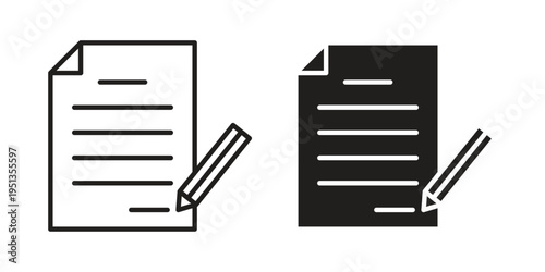 Registration paper icon set. outlined and solid flat clipart versions.