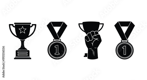 Winning awards and achievements represented with a bold black silhouette