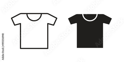 Shirt icon set. outlined and solid flat clipart versions.