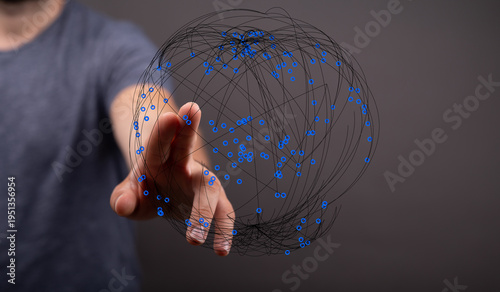 A person's hand reaching ou...