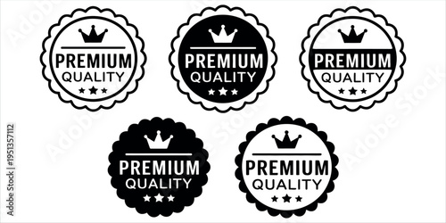 Elegant collection of premium quality badges featuring gold and black designs, ideal for branding, certificates, awards, and marketing materials. High contrast and professional appearance.