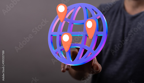 3D render of a globe with l...