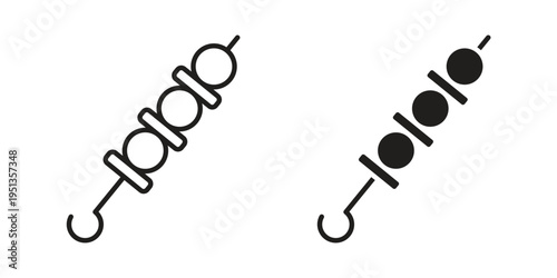 Skewer icon set. outlined and solid flat clipart versions.