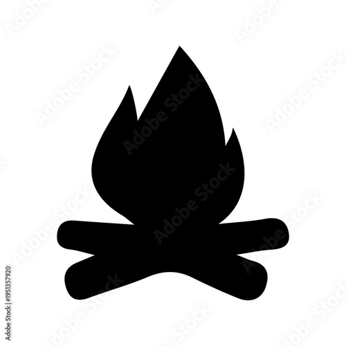 Camping fire icon, campfire simple silhouette