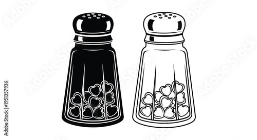 Black and white illustration of salt and pepper shakers silhouette