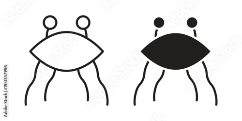 Spaghetti Monster Flying icon set. outlined and solid flat clipart versions.