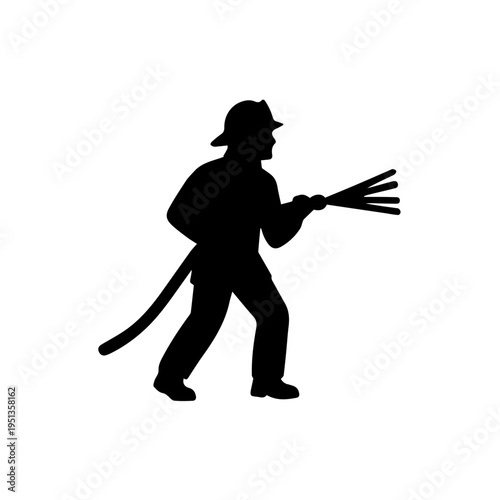 Firefighter silhouette vector, first responder duty