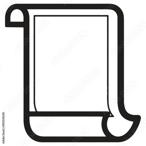 Scroll icon or symbol with curled edges and rolled up corners  simple graphic illustration isolated on transparent background