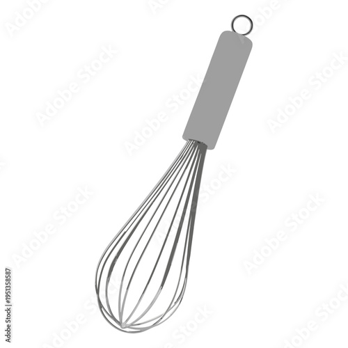 Stainless steel whisk isolated, stainless steel kitchen whisk on white background.