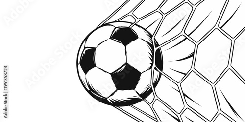 Black and white soccer ball on black background isolated vector illustration.