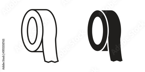 Tape icon set. outlined and solid flat clipart versions.