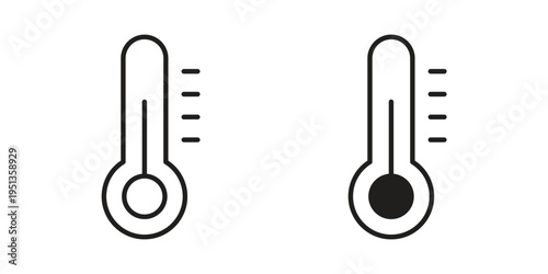 Temperature icon set. outlined and solid flat clipart versions.