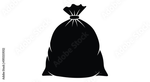 A black sack filled with contents depicted as a striking silhouette