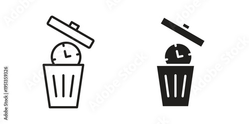 Time waste icon set. outlined and solid flat clipart versions.