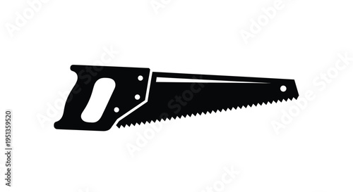 A stark black silhouette of a hand saw a tool for woodworking silhouette