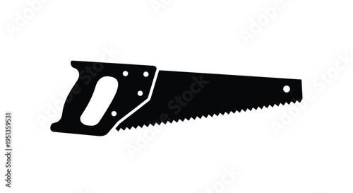 A stark black silhouette of a hand saw simple design silhouette