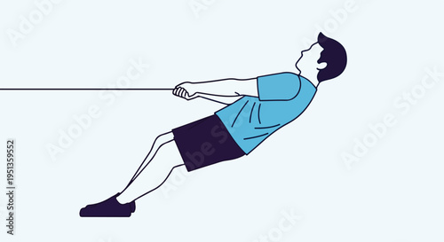 A person is shown pulling a rope with all their might, leaning back