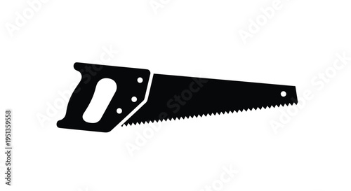 Simple black silhouette of a hand saw clearly defined outline silhouette