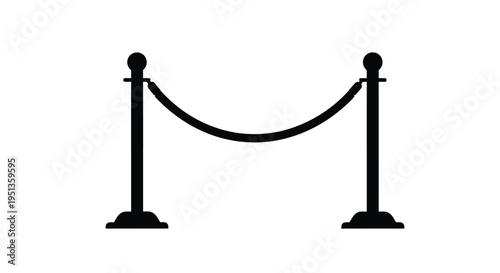 Black rope barrier with stanchions depicted in a stark silhouette