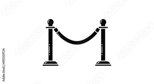 Black rope barrier with golden posts a distinct graphic silhouette